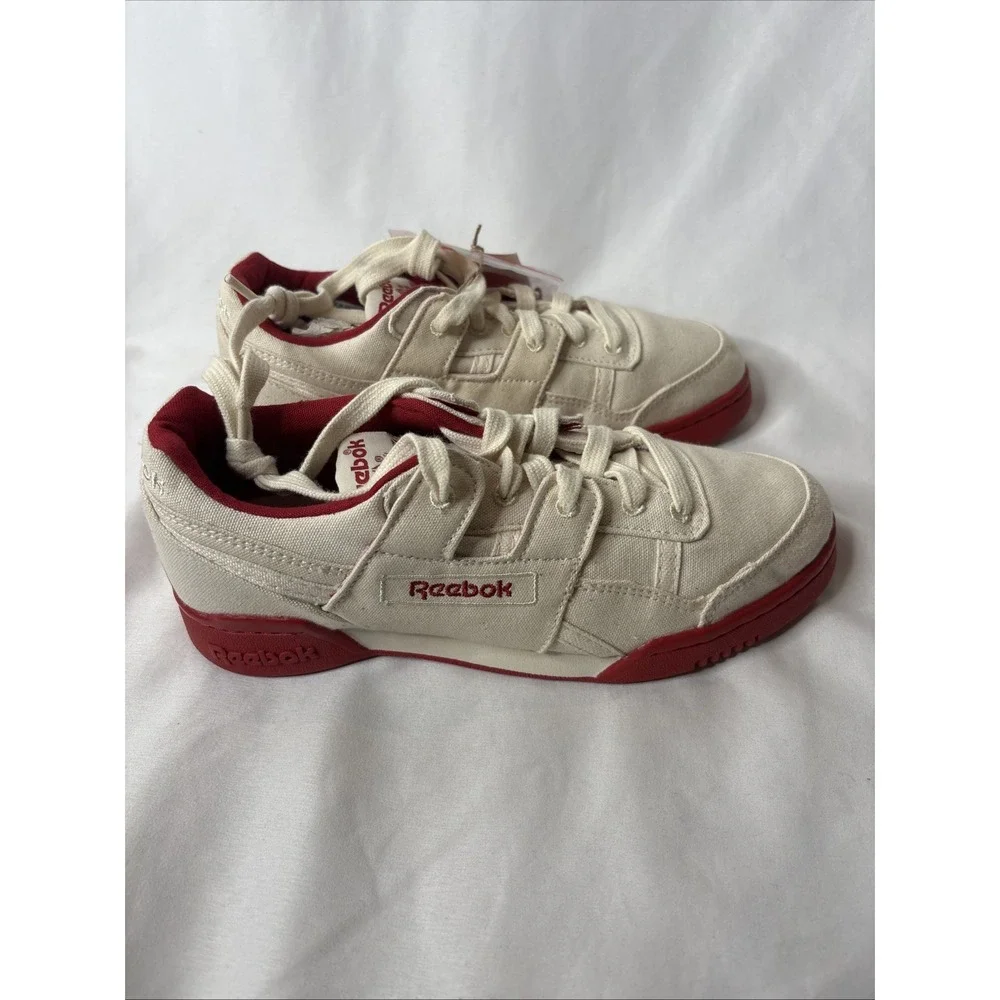 Reebok Workout Plus Mens 5 Athletic Shoes Chalk‎ Flash Red GZ3654 NEW